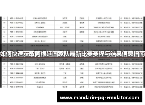如何快速获取阿根廷国家队最新比赛赛程与结果信息指南