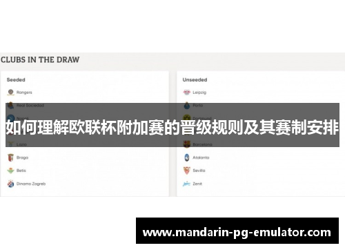 如何理解欧联杯附加赛的晋级规则及其赛制安排